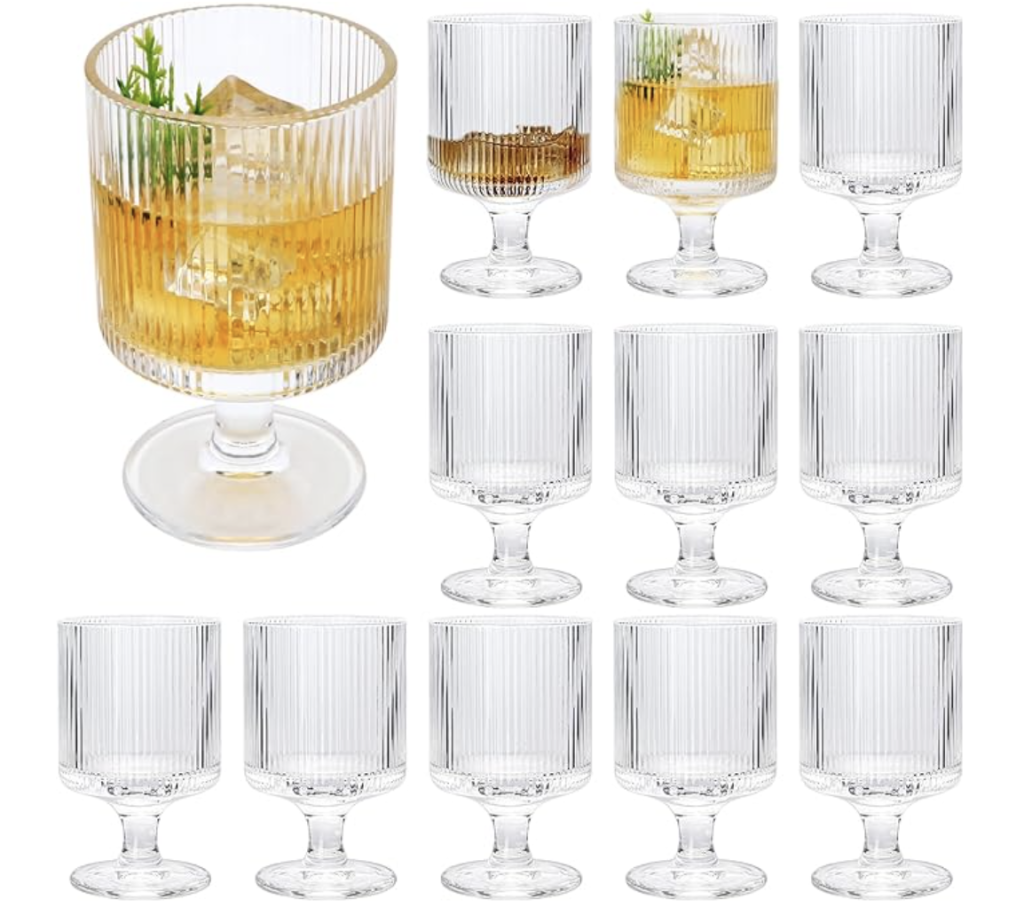 Add Timeless Elegance with Vintage Ribbed Wine Glasses